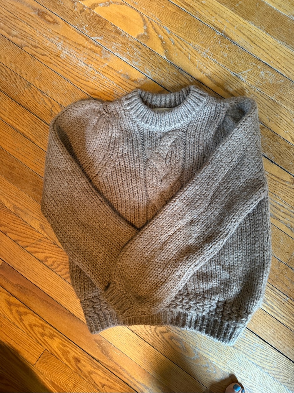 Sezane women’s Chunky Cable Knit Sweater - Taupe